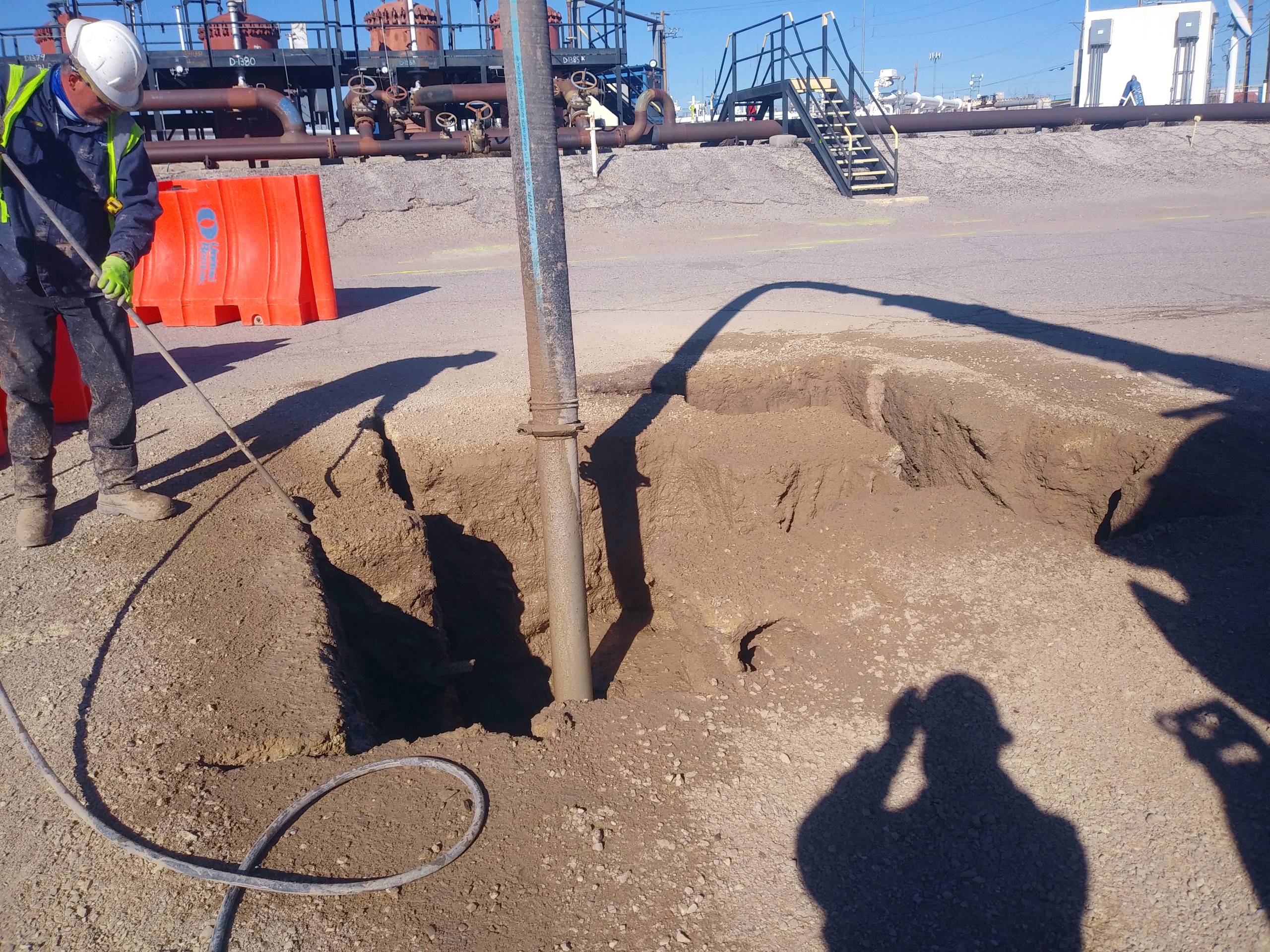 A drilling crew performing geotechnical drilling in El Paso